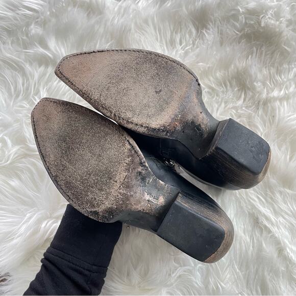 Frye | Womens Sacha Moto Shootie Short Ankle Booties Boot Black Leather Snip Toe - Picture 8 of 11